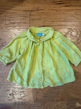 Chartreuse Peter Pan Collar Kids Blouse